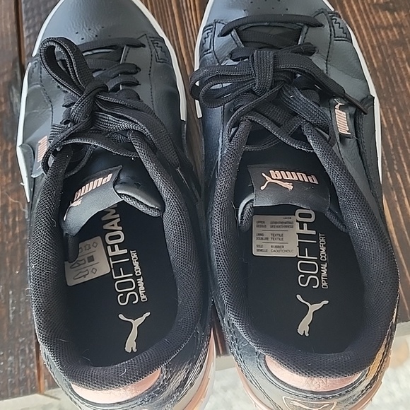 Black leather with copper color detail Puma sneakers, like new! - Picture 7 of 7